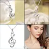 Pendant Necklaces 925 Sterling Sier Necklces Crystal Jewelry Music Note Diamond Pendant Statement Necklace Wedding Vintage New Arriv Dhos4