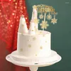 Festivo suprimentos festivos bolo de Natal Topper Gold Star Snow Snow Cupcake para decoração Decorações de sobremesas de festa de Natal