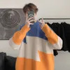 Heren truien mannen winter opa trui mode o-ne patchwork oversized pullover mannelijke streetwear harajuku gebreide tops casual warme jumpers g221018