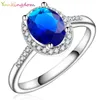 Bröllopsringar Yunkingdom Oval Zircon Crystal Ring Fashion Dark Blue For Women Costume Jewelry X0022