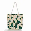 Kreativt geometriskt mönster tryckt handväska utomhus mångsidig axelväska stor kapacitet Portabel bomull rep strandväska 220516