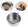 Autres fournitures d'oiseaux C5AD Coupes d'alimentation en eau alimentaire avec pince en acier inoxydable Support de support de cage de perroquet