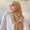 Scarves High Quality Custom Fashion Luxury Solid Color Premium diamond crepe chiffon Pleated Hijab Scarf Women Plain Chiffon Scarf