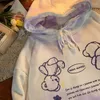 Kvinnors hoodies 2022 Spring Autumn Tie Dye Hoodie Kvinnor tjock varm s￶t rosa ￶verdimensionerad tr￶ja huvtr￶ja harajuku vintage pullover