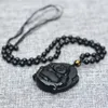 Colares pendentes naturais obsidiana de obsidiana negra maitreya rindo colar de jóias de moda feminina jades feminina