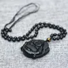 Pendentif Colliers Naturel Noir Obsidienne Bouddha Pot-ventre Maitreya Rire Collier Hommes Femmes Jades Bijoux De Mode