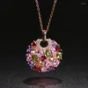 Pendant Necklaces Fashion Necklace Multicolor Cubic Zirconia For Lady Round Flower Long Jewelry Gift