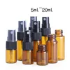 1000pcs/lot 5ml 10ml 15ml 20ml زجاجة رذاذ Amber قابلة لإعادة تعبئتها