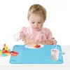 Table Mats Kids Non-Slip Silicone Placemat Food Grade Children Placemats Reusable Mat With 4 Suction Cups For Dining