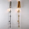 V￤gglampa Modern staplad metallboll Led Sconce Light Home Decor Lighting Fixture Golden Silver E27 AC110V AC220V