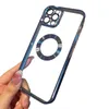 Casos eletroplatados transparentes de ímã para iPhone 14 13 12 11 Pro Max Transparent Plating Soft traseiro com filme protetor de câmera
