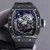 Luxury mens Mechanics Watches Wristwatch Business Leisure Rm055 Automatic Mechanical Black Carbon Fiber Tape Mens