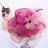 Cabeças de cabeça 2022 Elegantes Chapéus de Casamento de Organza Ajustável para Mulheres Casamentos Hat Hat Flower Feather Acessórios Chapeau Mariage