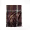 Scarves 2022 Wholale Fashion Ladi Warm Tassel Pashmina Scarv Shawls Custom Winter Women Stripe Plaid Cashmere Scarf