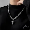 Choker Hip Hop Fashion Cool Cross Diamond Necklace For Women Men Fashionabla Titanium Steel Sweater Chains smycken