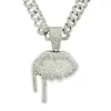 Pendentif Colliers Hip Hop Bling Glacé Plein Strass Chaîne Cubaine Or Argent Couleur Lèvre Souris Collier Pour Hommes Femmes Rappeur Bijoux Cadeau