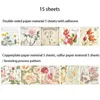 Gift Wrap 15 vellen Vintage Flower Bronzing Series Stickers Diary Planner Card Scrapbooking Materiaal Decor Handgemaakte papier Craft Achtergrond