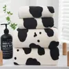 Towel Coral Fleece Face Cow Pattern Bath Goos Absorption Set Soft No Fade Household Home Supply For Bathroom Toalla