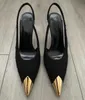 Kvinnor Vesper Sandaler Skor Kvinnor Slingback Lady Pumps Höga klackar Walking Eu35-40. Box Lackläder Metall tåhätta Komfort