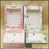 Caixas de embalagem Caixa de embalagem com janela DIY Presentes artesanais Padrão de flor de marmorete Kraft Candy Boxes 186 N2 Drop Deliver