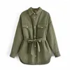 Dames Trench Coats Street Fashion Belt Lace-Up Cotton Jacket Fall 2022 Women#39; s losse en dunne revers lange mouw top