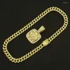 Hanger kettingen hiphop punk icided out volledige strass cuban link chain gouden kleur geometrische ketting voor mannen vrouwen rapper sieraden