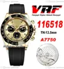 VRF 11651 A7750 AUTOMATISK KRONOGRAPH MENS Titta 18K Yellow Gold 904L Steel Champagne Black Dial OysterFlex Strap Rubber Super Edition Samma Series Card Puretime F6