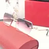 Einzigartige Designer-Sonnenbrille für Damen und Herren, Unisex, Vintage-Brille, quadratisch, schwarz, rosa, braun, Linse, randlos, Carti-Sonnenbrille, sechseckig, Gold, Brillen, C-Dekoration, Brillen