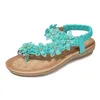 Sandals Women's 2022 Flower Accessories Round Toe Clip-in Flat Shoes Play Travel Beach