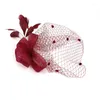 Headpieces faux veer netto garens hoed vaste kleur fascinator bruiloften thee feest hoofdteksel haar ornament voor meisjes en vrouwen lxh