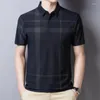 Men's Polos Spring Summer Mens Ice Silk Polo Shirt Short Sleeve Tee Shirts 2022 Loose Clothing Business Casual Lapel T-shirt Tops 20109