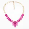 Girocollo 2 colori intarsio di cristallo collana etnica fascino floreale shopping online India amico regalo gioielli donna