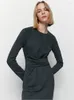 カジュアルドレス2022春の女性服MDカウンター品質フロントノット伸びたバージョンレディースシンプルなスタイルファッションエレガントなドレス