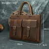 Briefcases Men Briefcase Genuine Leather Luxury Laptop Bag A4 Document Portfolio Executive Folde Work Business Office Computer Male