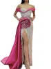 Paillettenbesetzte Meerjungfrau-Abendkleider mit Schleppe, durchsichtig, tiefer Ausschnitt, Überrock, Ballkleider, 3D-Applikationen aus Tüll, formelles Kleid in Übergröße