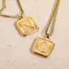 Kedjor Dainty Initials Necklace For Women 26 Letters Neckor Rostfritt st￥l Square Pendant Charm Hiphop f￶delsedagsmycken g￥vor