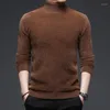 Men's Sweaters Stylish Winter Clothes For Mens Fashion White Plush Blouse Elegant Pullover Large Size Turtleneck Jumper Warm Tops