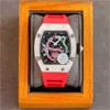 럭셔리 남성 역학 시계 손목 시계 RM026 다이아몬드 실버 케이스 가시적 운동 뱀 조각 다이얼 레이디 기계식 시계