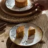Assiettes en céramique de style japonais, assiette peu profonde créative ronde Snack os plat dîner ménage El R
