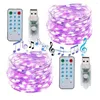 Strings Battery/USB Operated Music Sound Control String Fairy Lights 5M 500LED/10M 100LED Silver Wire Christmas Garland med avl￤gsna