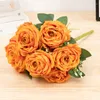 Decorative Flowers Artificial Silk Dew Lotus Bouquet Wedding Bride Holding Pography Props Home Living Room Garden Fake Flower Decoration