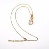 Pendant Necklaces Classic Stainless Steel Gold Crown Square Crystal Necklace Temperament Female Wedding Bride Jewelry