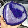 Statuette decorative 10-12 cm Grande fetta di agata viola Geode Cristallo lucido Quart Lastra naturale Energia curativa Quarzo regalo