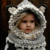 Basker hatt höst och vinter barn ull stickad hand varm öronskyddsmantel gåva för pojkar flickor