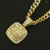 Hanger kettingen hiphop punk icided out volledige strass cuban link chain gouden kleur geometrische ketting voor mannen vrouwen rapper sieraden