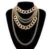 Pendant Necklaces 2022 5-layer Exaggerated Thick Metal Necklace Punk Hip-hop Men's Women's Large Long Stacked Chain Jewelry