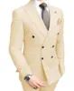 Utm￤rkt ljusgr￥ brudgum tuxedos m￤n br￶llopskl￤nning topp lapel dubbelbr￶st m￤n blazer prom middag/darty kostym