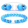 8mm Naturel Pierre Brins Argent Plaqué Perlé Charme Bracelets À La Main Élastique Bracelet Pour Femmes Hommes Amant Bijoux