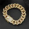 Plaqué or CZ 16mm 16-24 pouces T CZ pierre cubaine chaîne collier 7/8 pouces Bracelet bijoux de mode pour hommes femmes