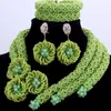 Set orecchini collana Dudo Store Gioielli da sposa nigeriani Braccialetto di gioielli da sposa africani verdi Fiore fatto a mano